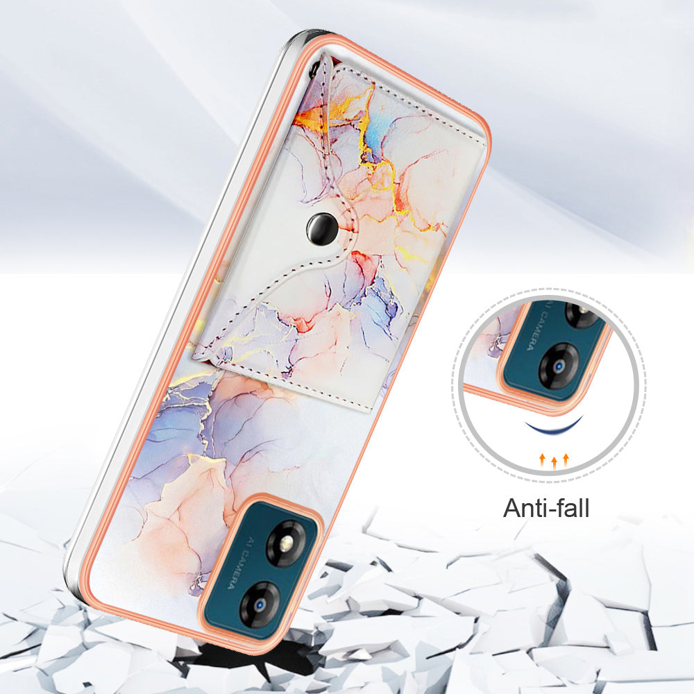 YB Leather Coating Series-9 for Motorola Moto E13 4G Card Case Kickstand IMD Leather+TPU Phone Cover YB Leather Coating Series-9 for Motorola Moto E13 4G Card Case Kickstand IMD Leather+TPU Phone Cover